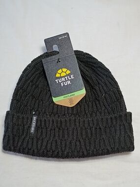 NWT Turtle Fur Polyana Alfie Black Knit Cuffed Beanie Adult One Size Winter